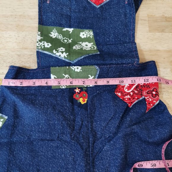 VINTAGE 1960'S/70'S PATTERNED BELL BOTTOM OVERALLS SIZE S~MINOR DAMAGE ON STRAP - Picture 8 of 12